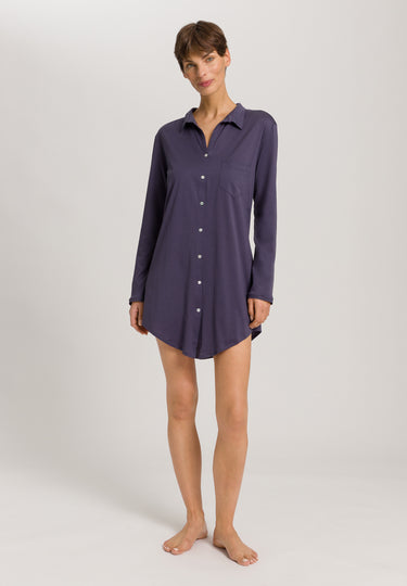 Cotton Deluxe Button Front Cotton Sleep Shirt | Blue Stone 77958-2610